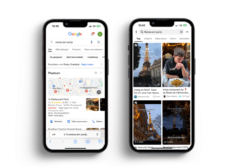 vergelijking google tiktok social seach